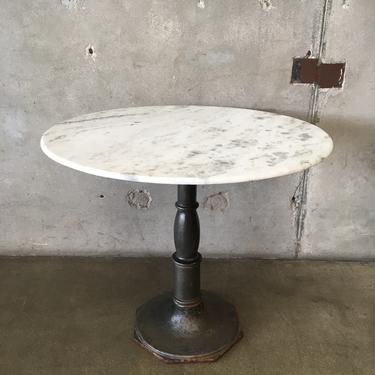 Vintage Marble Top Dining Table With Iron Base