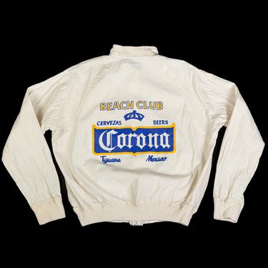Vintage Corona Beach Club Cotton Jacket - Men's Medium, Women's Large | 90s Tijuana Mexico Zip Up Lightweight Tourist Bomber 