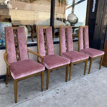 Less is More | Set of Four Mid-century Dining Chairs in Silk Velvet