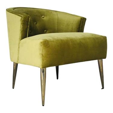 Caracole Mod Style Chartreuse Velvet Accent Chair