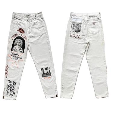 Custom 1980’s Hand Drawn by Mary Guess Jeans Sz 26W +2022 Artist Series+ 