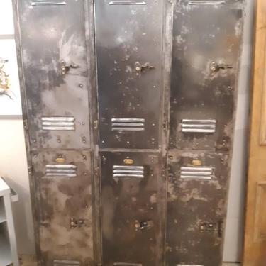 Vintage industrial stripped steel antique lockers 