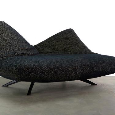 Black and Gold Articulating Corner Ribalta Daybed Sofa by Forbicini for Arflex Italy, Signed 