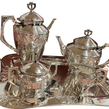 Art Nouveau Silver Tea and Coffee Set Jugendstil by WMF