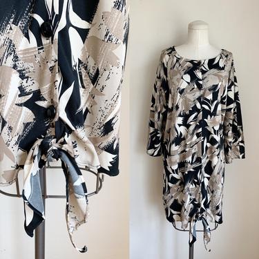 Vintage 1980s Isadora Floral Shirt Dress / L-XL 