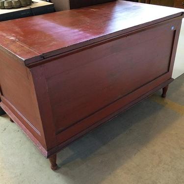 Antique blanket chest. Old red paint. In very good condition.