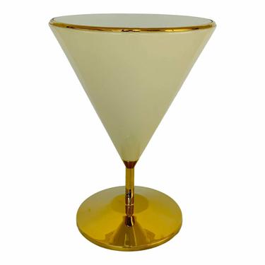 Theodore Alexander Modern White and Brass Finished Mixology Accent Table