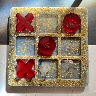 Large Shimmery Resin Tic Tac Toe Game Board | Entertainment | Unique Fun and Games | Traditional Games | Classic Games | Party Games | Home 