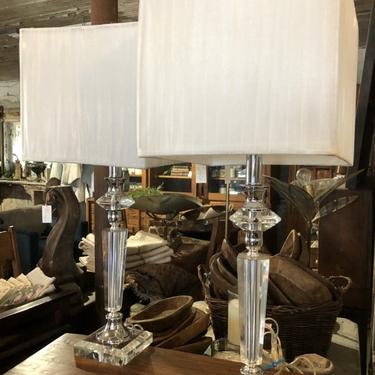 Pair of Classy Glass and Chrome Lamps