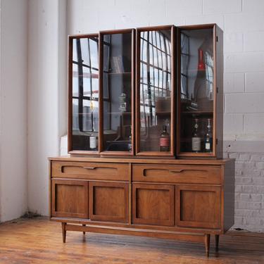 Two-Piece MCM China Cabinet by Bassett 
