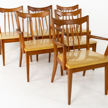 Mid Century Walnut Dining Chairs - Set of 6 - mcm 