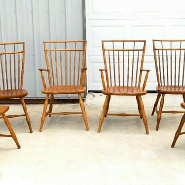 RARE Vtg ETHAN ALLEN FAUX BAMBOO BIRDCAGE DINING CHAIRS Hollywood Regency MCM