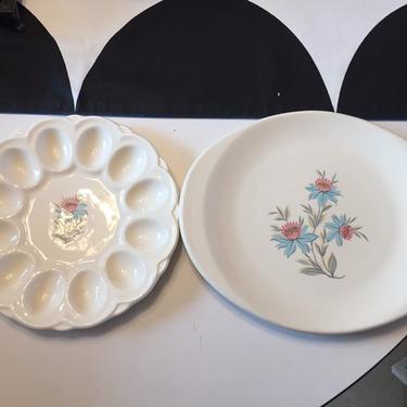 Stuebenville Pottery Fairlane platter and egg plate 
