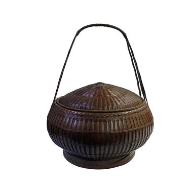Oriental Handmade Brown Rattan Basket with Long Handle ws460E 
