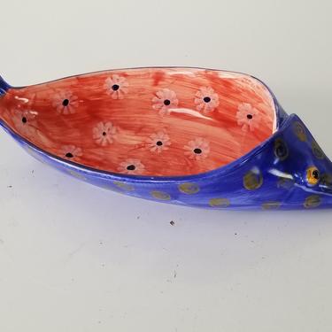 Vintage Italian Hand Painted Art Ceramic Fish . 