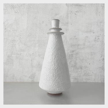 MADE TO ORDER- 12&quot; Stoneware Rustic Modern Ceramic Vase, Handmade Studio Pottery , White Textural Crater Matte glaze by Sara Paloma minimal 