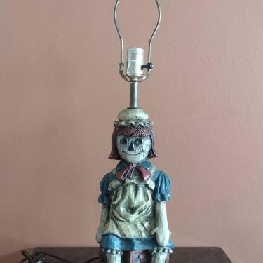 Vintage 1950s Mid Century Raggedy Ann Chalkware Lamp Evil Raggedy Ann Lamp Home Decor Retro Lighting 24" 