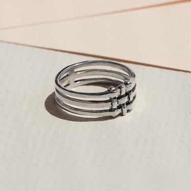 Sterling Silver Crosshatch Ring
