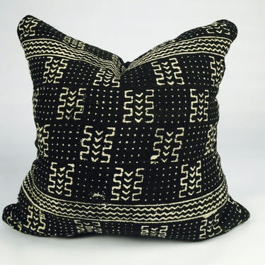 Custom Sizes Black with White African Mudcloth Pillow