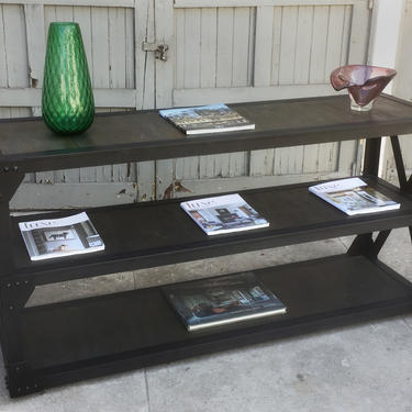 Modern iron and reclaimed wood console table