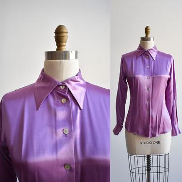 90s Silky Purple Button Up Blouse 