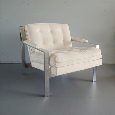 Vintage Modern Cy Mann Flat Bar Chrome Lounge Chair 
