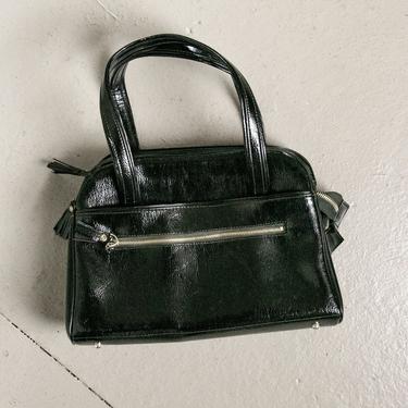 1960s Purse Black Patent Mod Hand Bag 