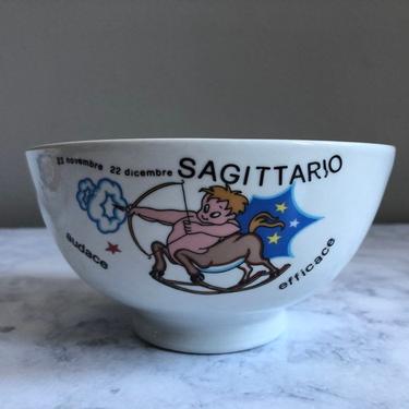 Vintage Zodiac Cafe au Lait Bowl - Sagittarius, CIPA Italy Porcellane, zodiac sign gift, breakfast bowl, sagittario 
