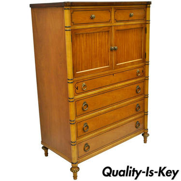 Kittinger Satinwood &amp; Rosewood French Regency Style Tall Chest Dresser Cabinet
