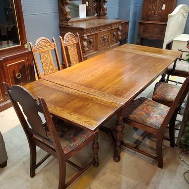 Jacobean Revival Dining Table and Six Chairs
