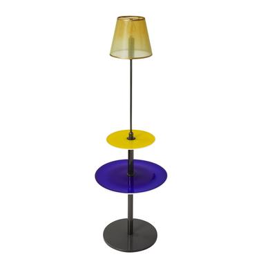 Chic Articulating Floor Lamp in Steel with Murano Glass Elements 1970s