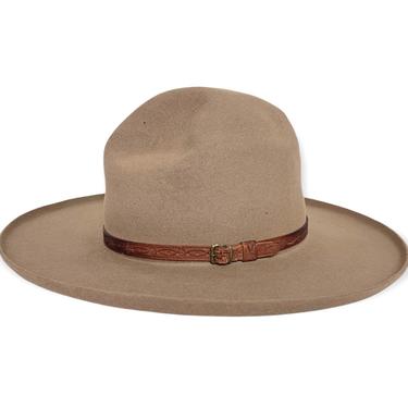 Vintage 1960s BANDERA Western Hat ~ size 7 1/8 ~ Cowboy ~ Pencil Curl ~ Fur Felt ~ Wide Brim ~ Campaign ~ Tom Mix 