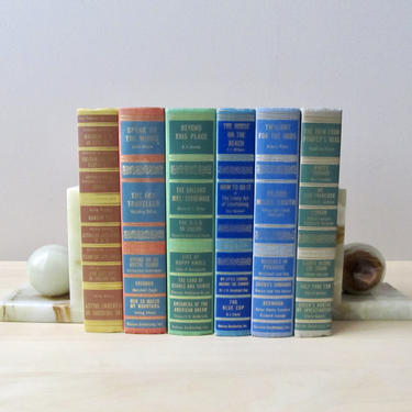 hardbound vintage books set blue green color collection 1950's Nelson Doubleday 