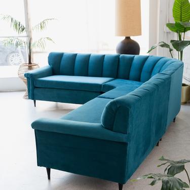 Vintage Peacock Blue Sectional