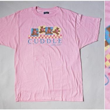vtg 1986 Cuddle Cape Cod pink teddy bear Tshirt Tee | old school 1980s Sneakers | size L unisex mens womens top cute soft shirt vintage by PinkhamRoadRetro
