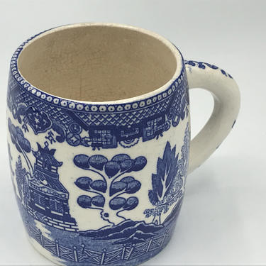 Vintage Blue Willow  Coffee Cup Mug -Very Old- Japan 
