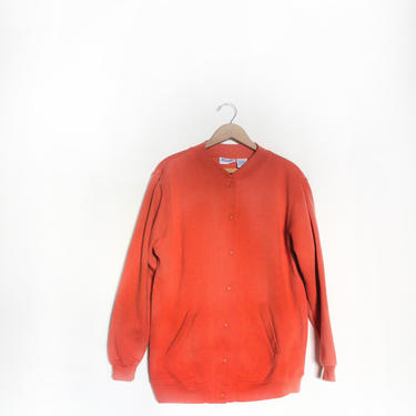 Minimal Tomato Red Snap Front Sweatshirt 