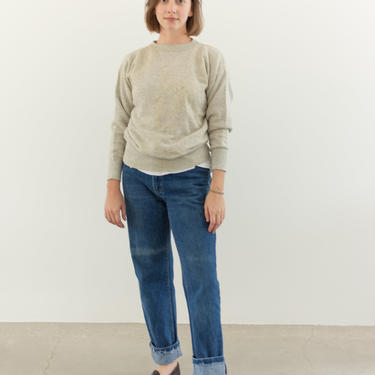 Vintage 50s Heather Grey V Stitch Sweatshirt | 100% Cotton Crew Neck Thermal | made in USA | S | 