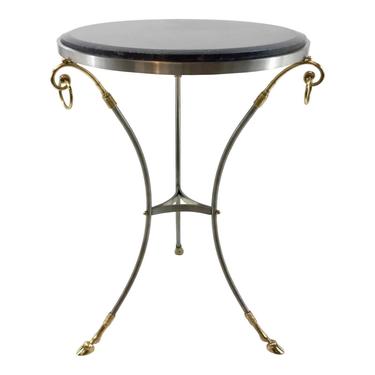 Transitional Labarge Co. Black Marbel and Metal Gueridon/Side Table