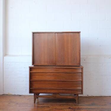 MCM Walnut Bow-Front Armoire by Young Manufacturing Co. 