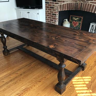 Chunky Reclaimed Dining Table with Monastery Legs &amp; Breadboards 