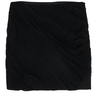 Diane von Furstenberg - Black Ruched Silk Miniskirt Sz 8