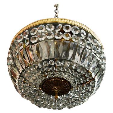 Beautiful and Large 1940's Crystal Flush Light