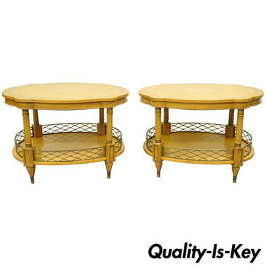 Pair of Custom French Regency Style Oversize Turtle Top Two Tier Lamp End Tables