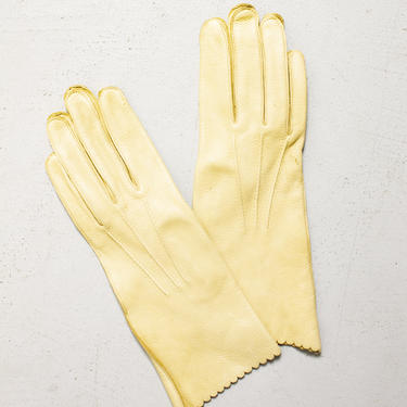 Vintage 1980s Gloves Deerskin Tan Leather sz 7 