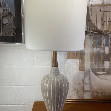 Mid Century Grey Salt-Glazed Table Lamp