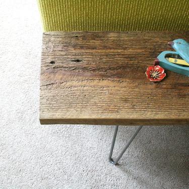 reclaimed wood bench with hairpin legs - reclaimed elemental modern industrial, midcentury modern 