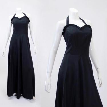 1930s Black Dress - 1930s Gown - 1930s Evening Gown - 1930s Ball Gown - 30s Black Gown - 1930s Halter Dress - 1930s Dinner Gown | Size Small 