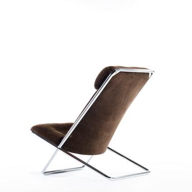Stunning Ward Bennett Scissor Lounge Chair in Original Brown Upholstery 