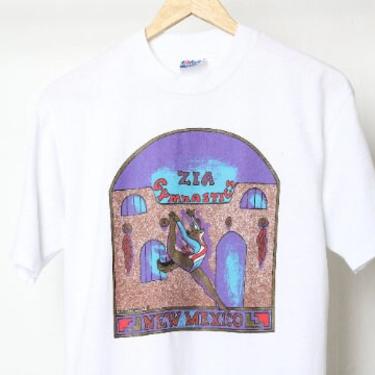 vintage SANTA FE, new mexico 1990s ZIA gymnastics white t-shirt top size medium 